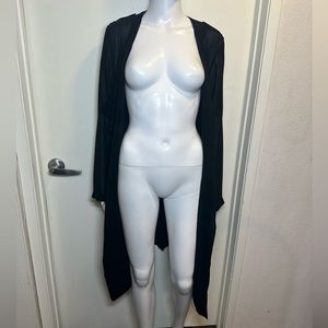 Long Black sheer mesh kimono with pockets